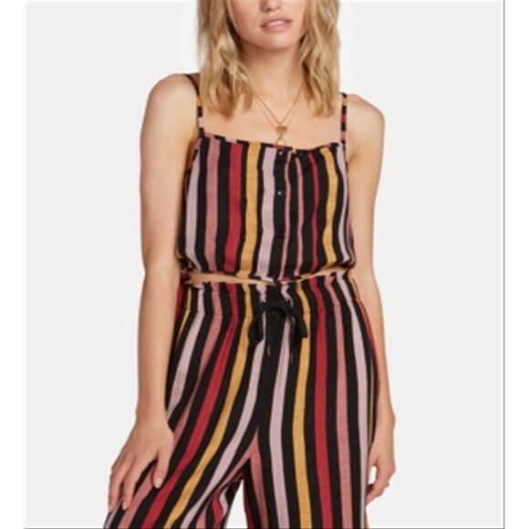 Volcom Junior's Striped Crop Top Pink Size Large - Picture 4 of 4